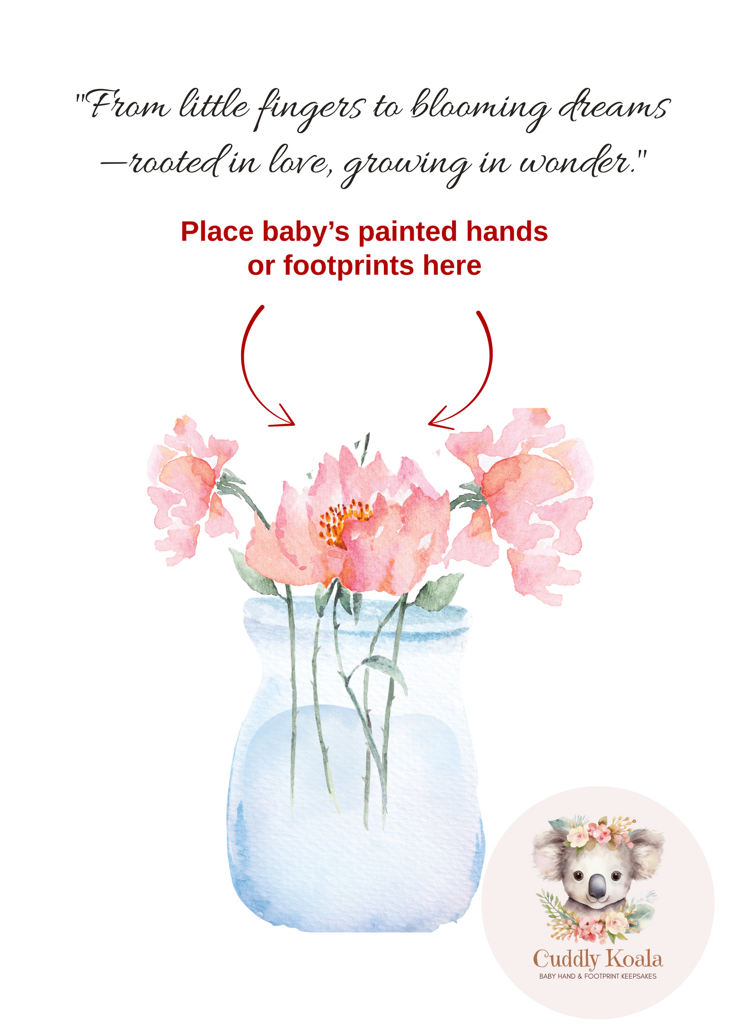 Vase with Pink Flowers Baby Keepsake