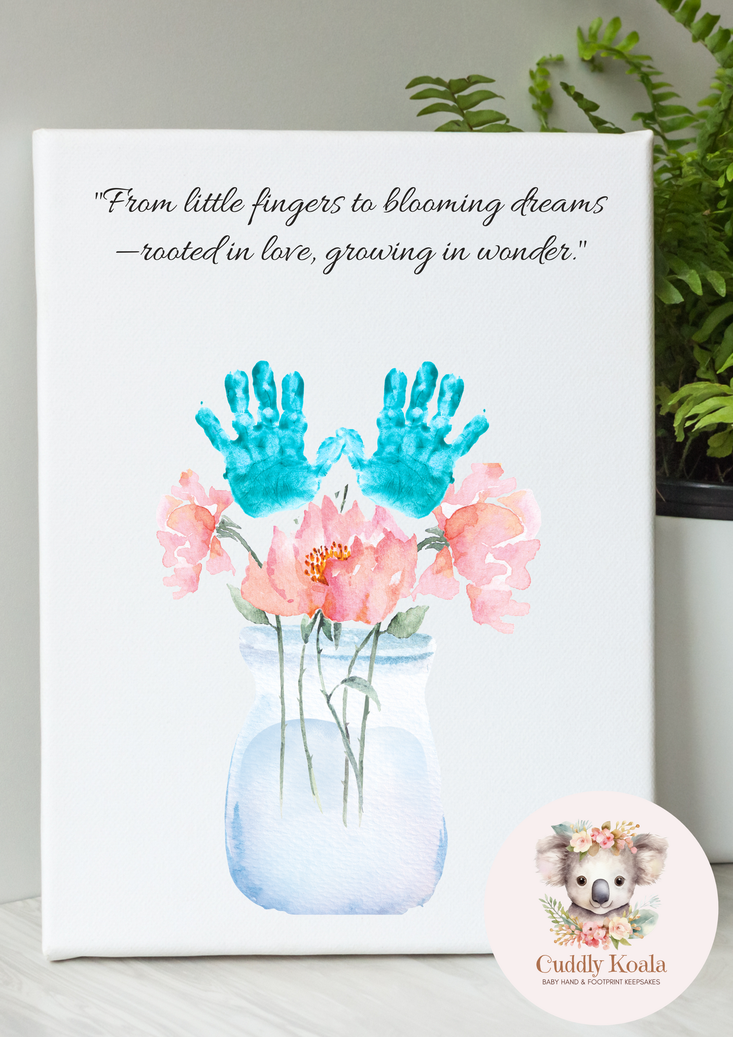 Vase with Pink Flowers Baby Keepsake